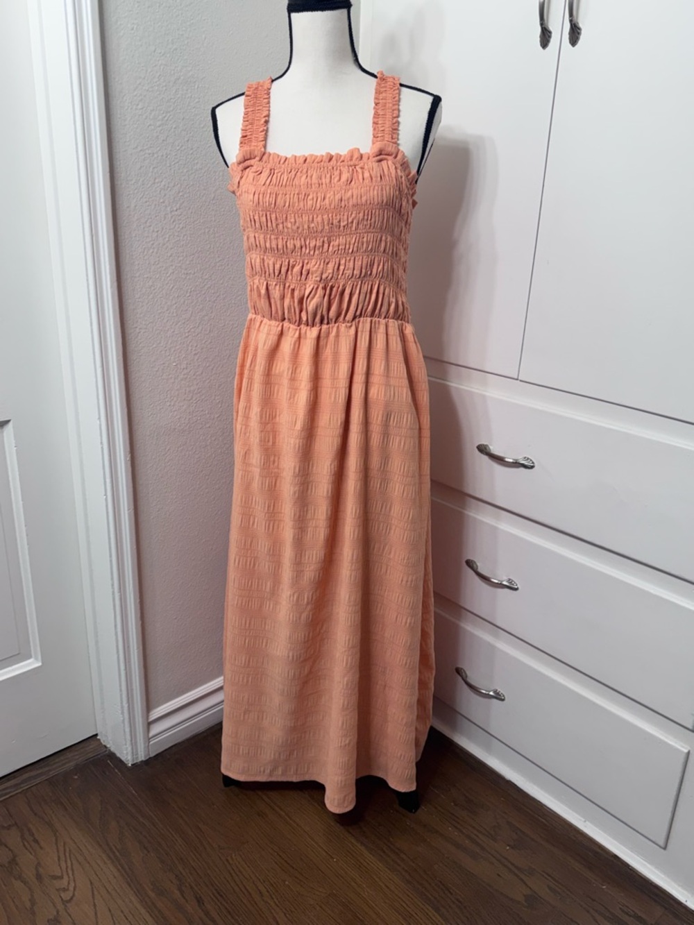 Peach Smocked Maxi Dress